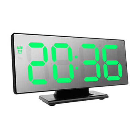 Large Digital LED Mirror Alarm Clock with USB point and Temperature Display_0