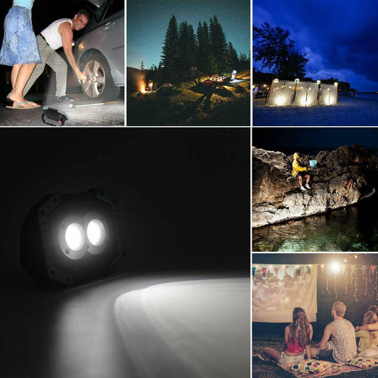 2 x COB Solar Super Bright LED Work Light with USB Cable_0